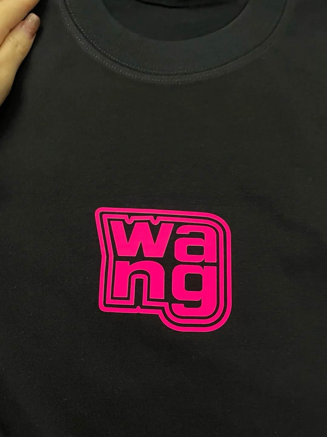* *alexander 2025 New Arrival Pink wang T Same Style ：Black White Size： S （90-130 ） M （120-150 ） L （140-165 ） XL （160-180 ） XXL （180 ）